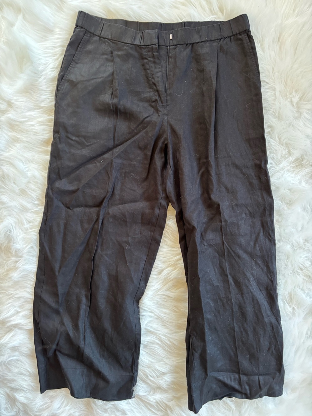 Eileen Fisher Black Wide-Leg Chinos PETITE LARGE NEW